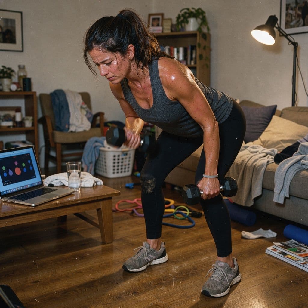 Entrenando en casa con la app de Daniela Pablos en la computadora